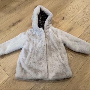 Zara Kids Faux Fur Coat in Light Gray - Size 4-5 (110cm)